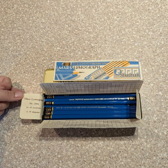 Vintage Mars STAEDTLER Lumograph Drawing Pencils 2830 (K3) with Original Tin - Picture 3 of 9